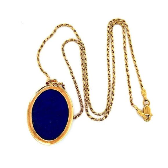 14k Gold Lapis Lazuli Pendant Necklace - Picture 5 of 8